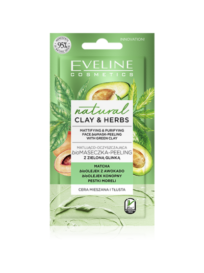 MATTIFYING & PURIFYING FACE BIO MASK-PEELING WITH GREEN CLAY